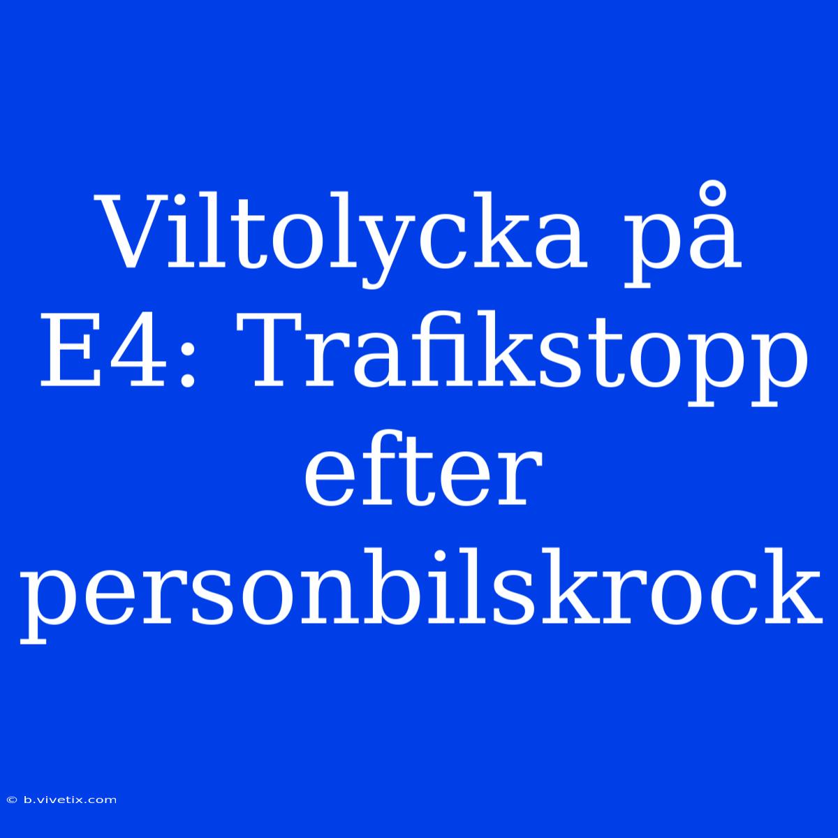 Viltolycka På E4: Trafikstopp Efter Personbilskrock