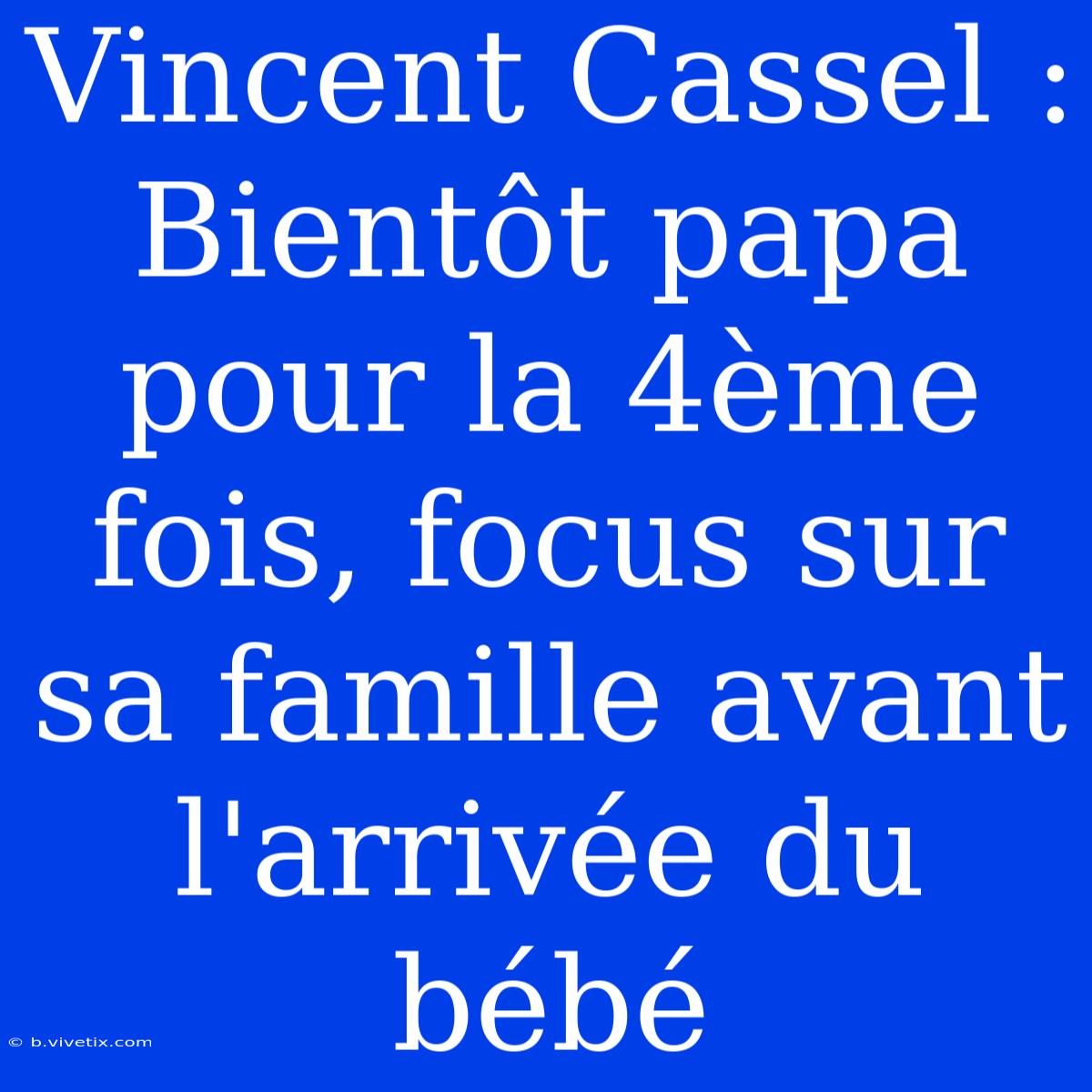 Vincent Cassel : Bientôt Papa Pour La 4ème Fois, Focus Sur Sa Famille Avant L'arrivée Du Bébé