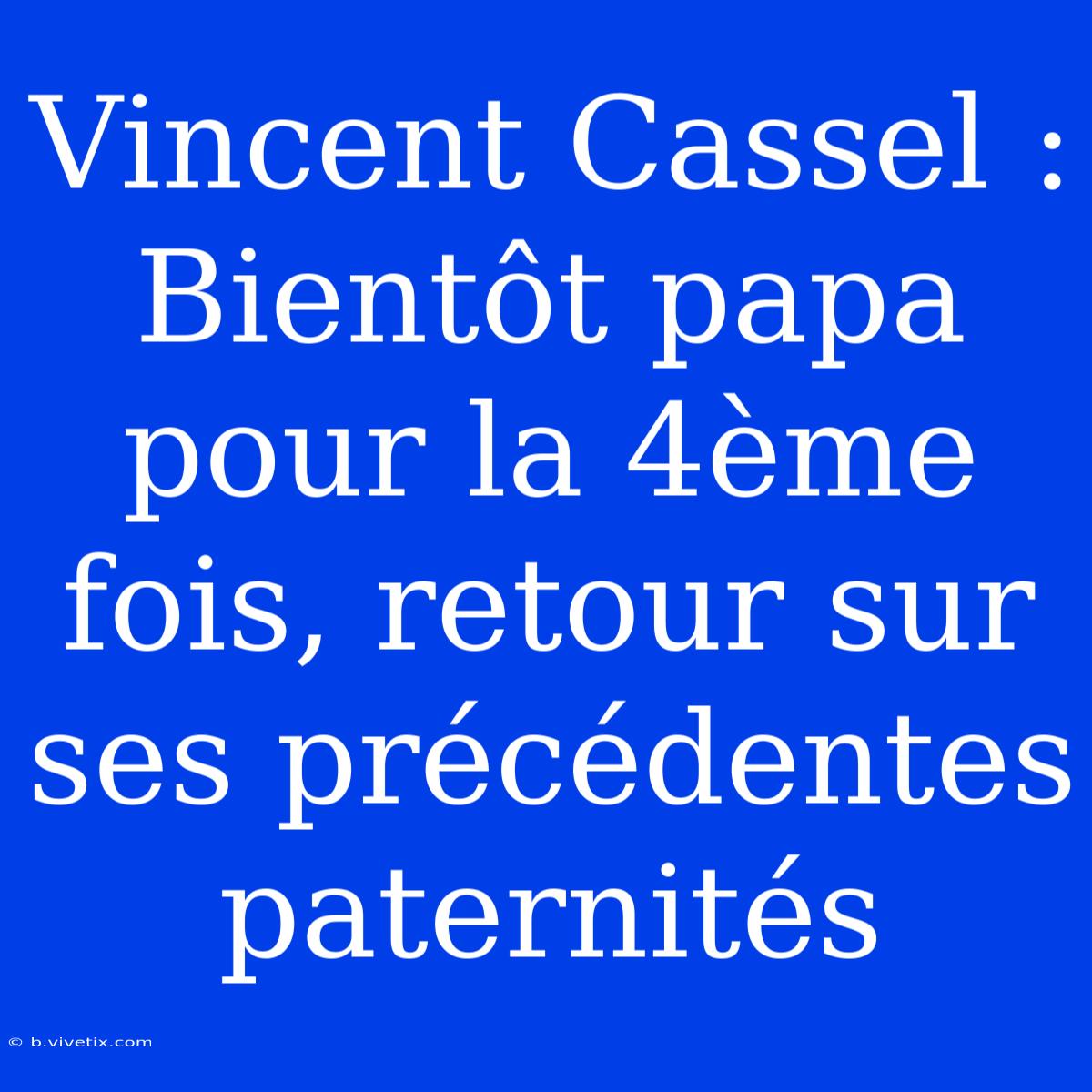 Vincent Cassel : Bientôt Papa Pour La 4ème Fois, Retour Sur Ses Précédentes Paternités