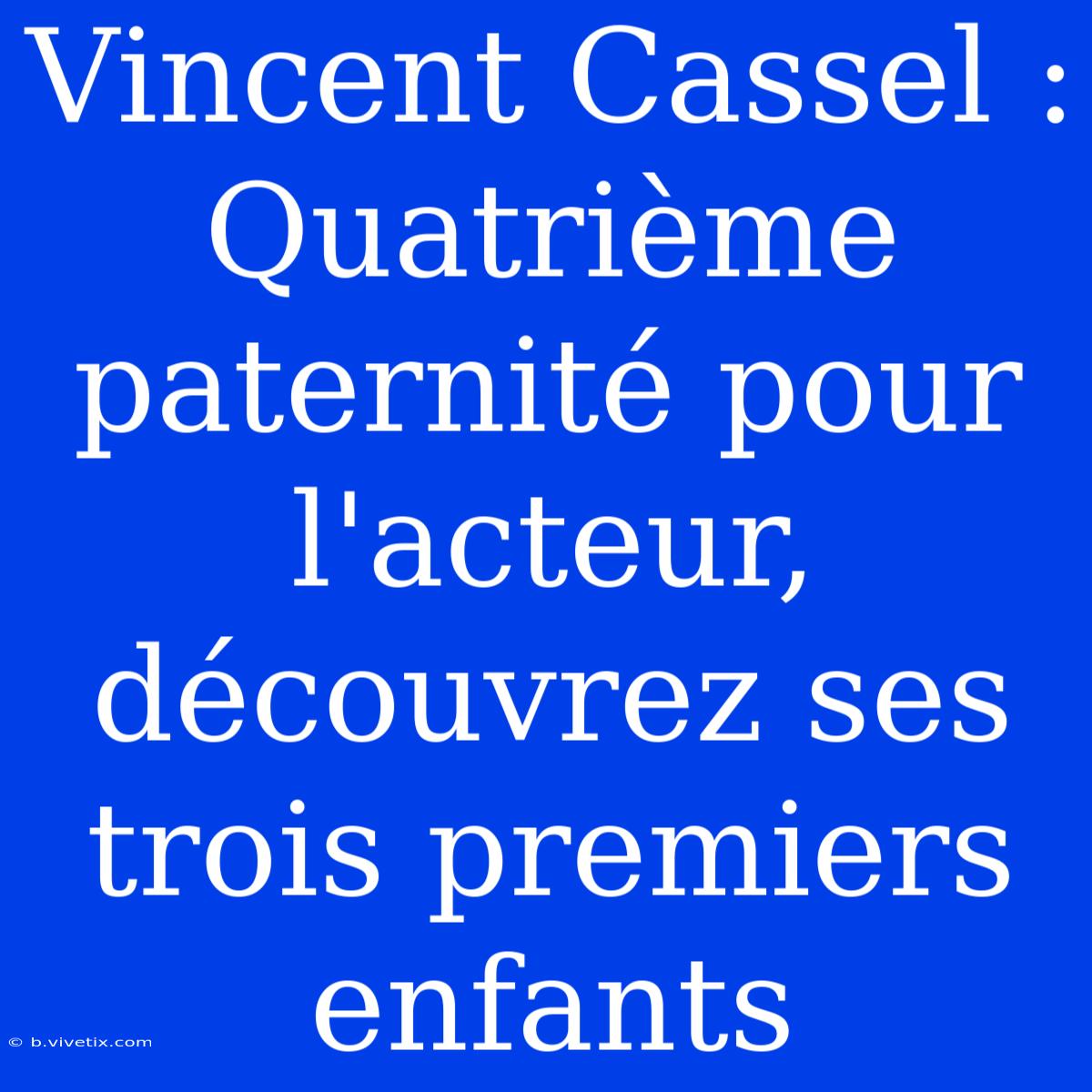 Vincent Cassel : Quatrième Paternité Pour L'acteur, Découvrez Ses Trois Premiers Enfants 