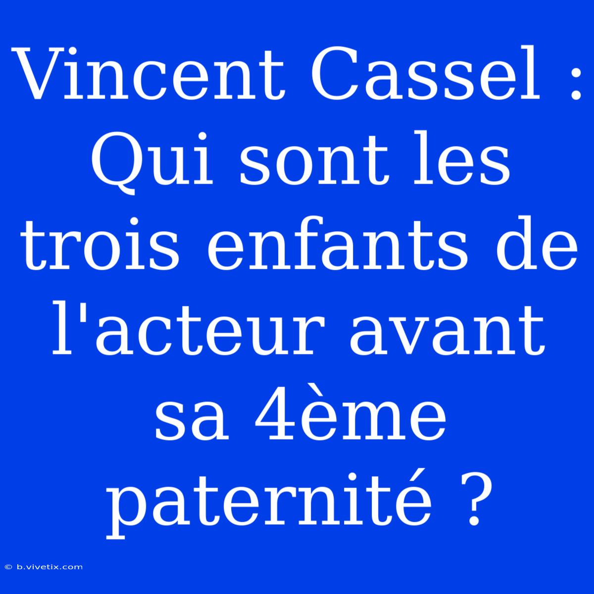 Vincent Cassel : Qui Sont Les Trois Enfants De L'acteur Avant Sa 4ème Paternité ?