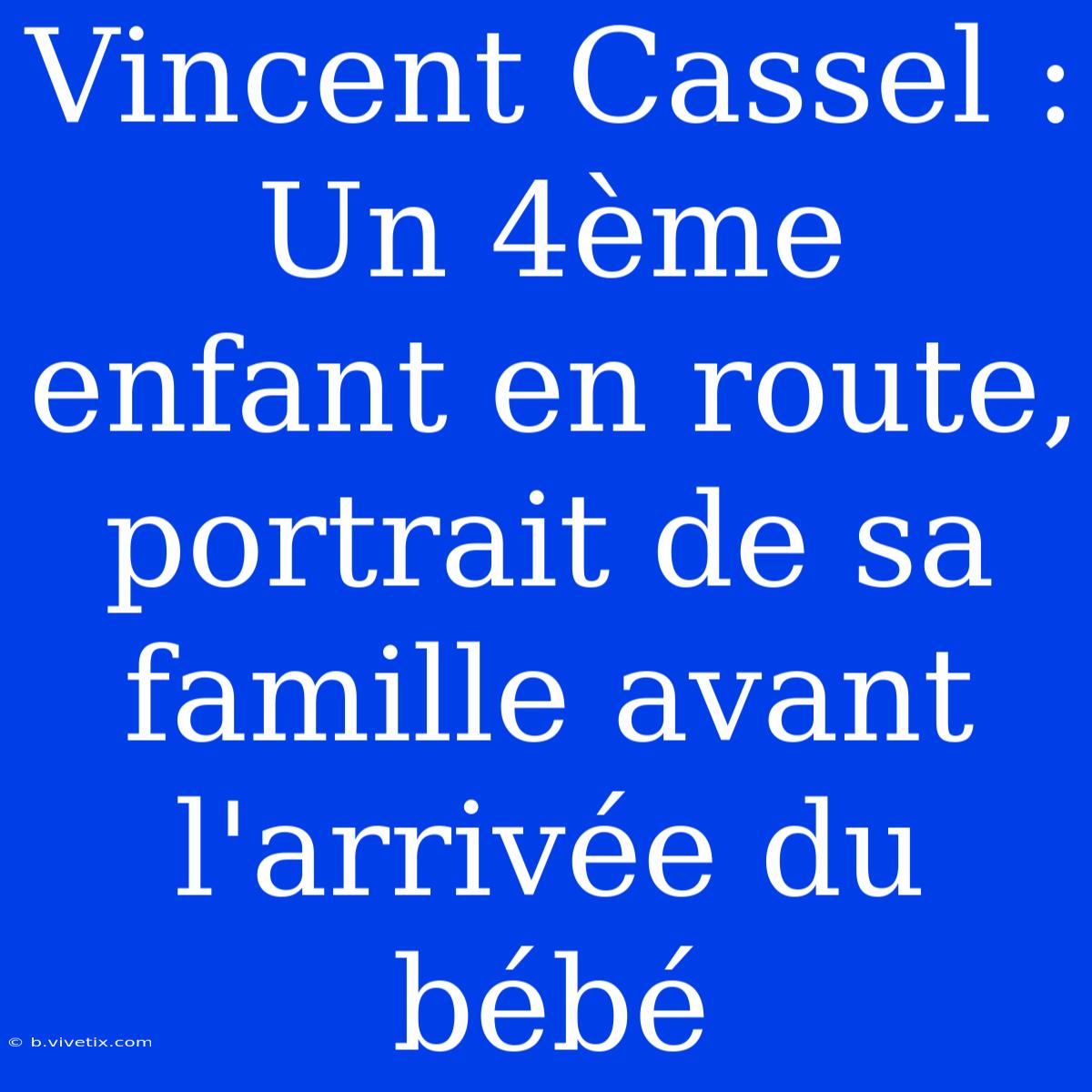 Vincent Cassel : Un 4ème Enfant En Route, Portrait De Sa Famille Avant L'arrivée Du Bébé