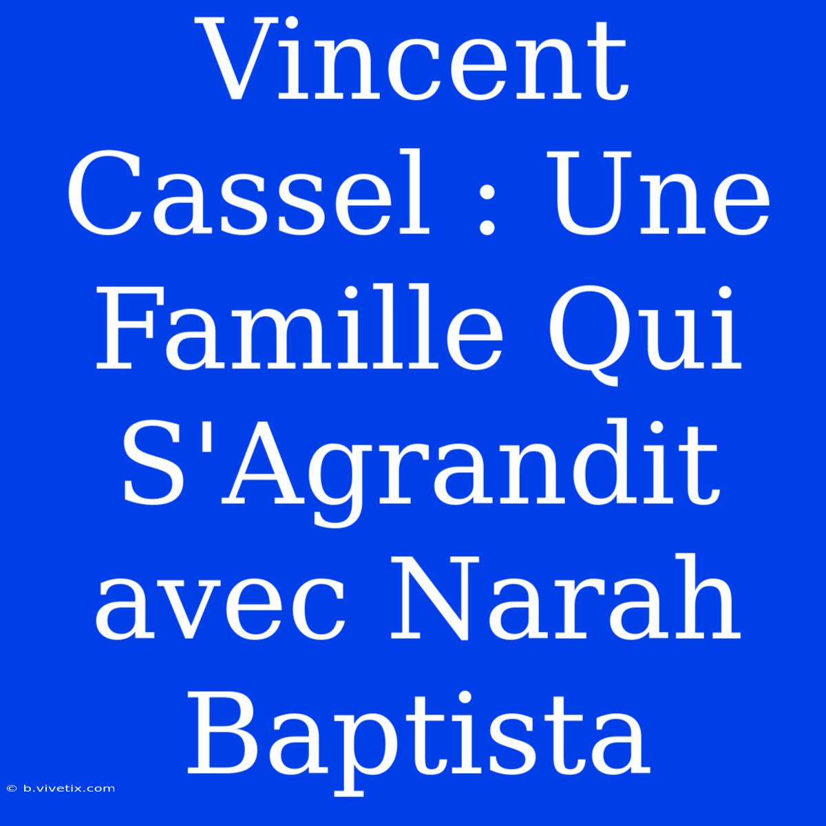 Vincent Cassel : Une Famille Qui S'Agrandit Avec Narah Baptista