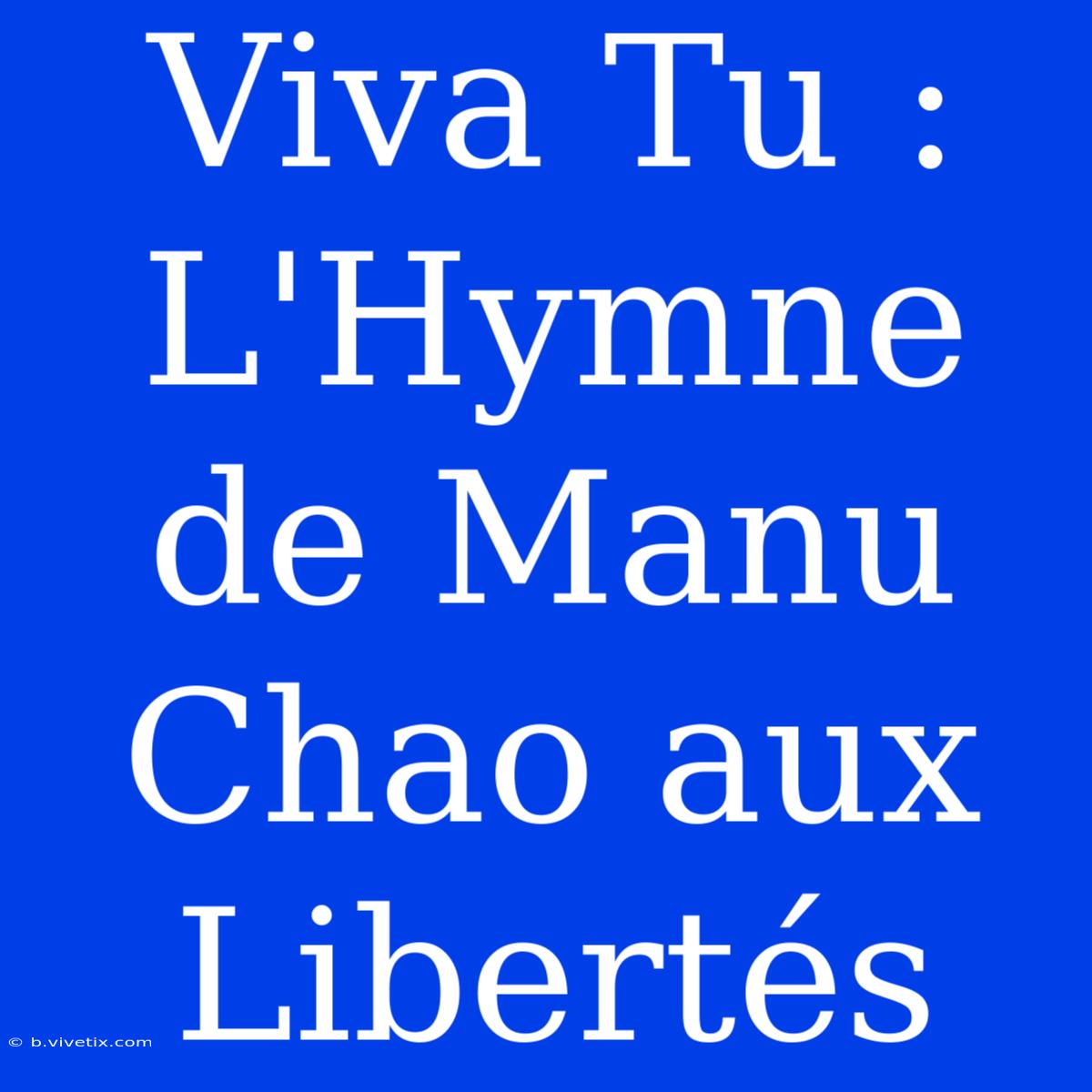 Viva Tu : L'Hymne De Manu Chao Aux Libertés 