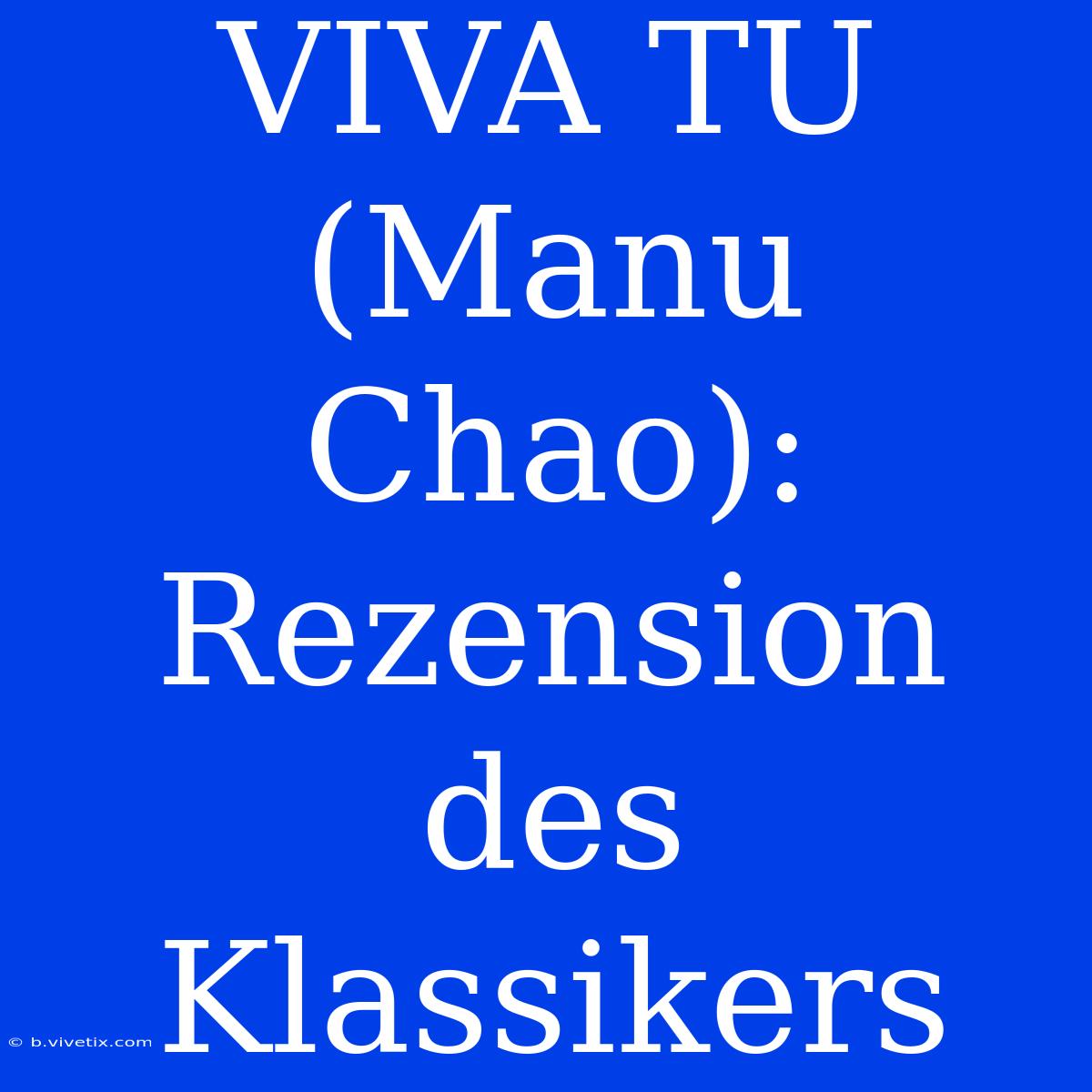 VIVA TU (Manu Chao): Rezension Des Klassikers