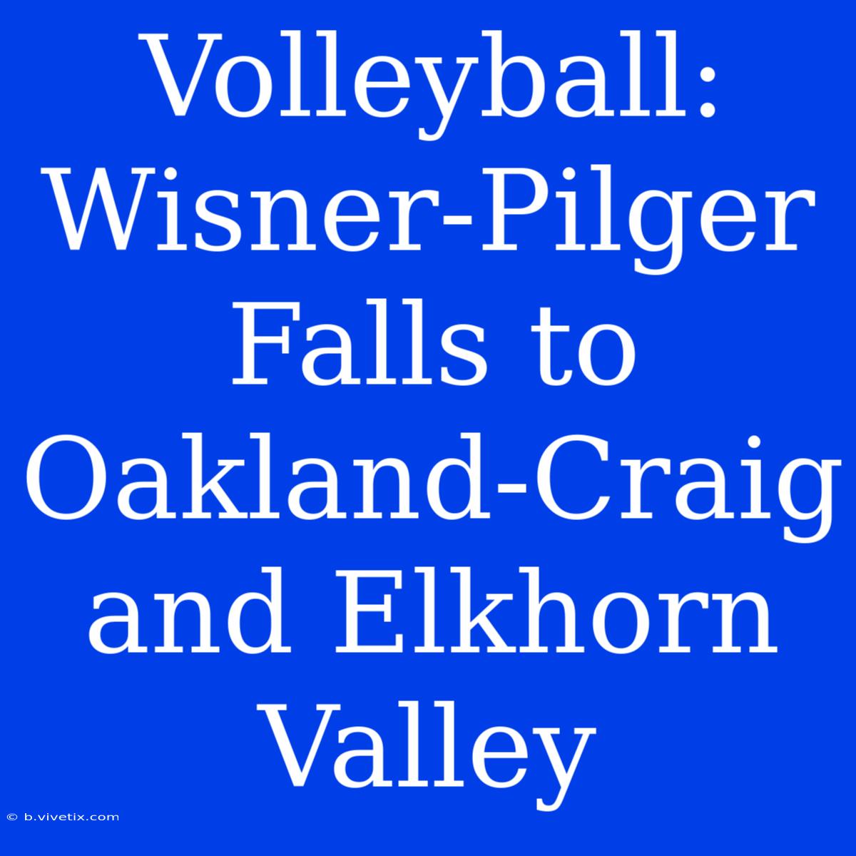 Volleyball: Wisner-Pilger Falls To Oakland-Craig And Elkhorn Valley 