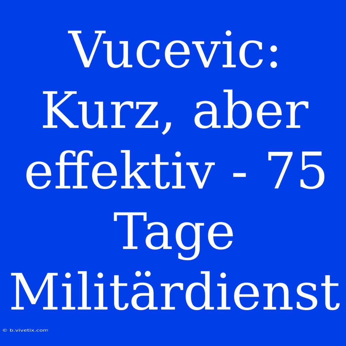 Vucevic: Kurz, Aber Effektiv - 75 Tage Militärdienst