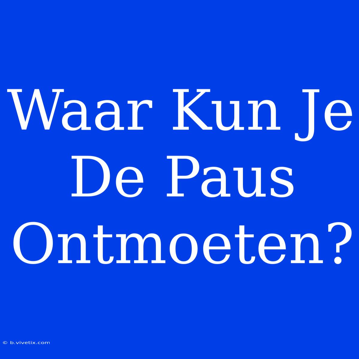 Waar Kun Je De Paus Ontmoeten?