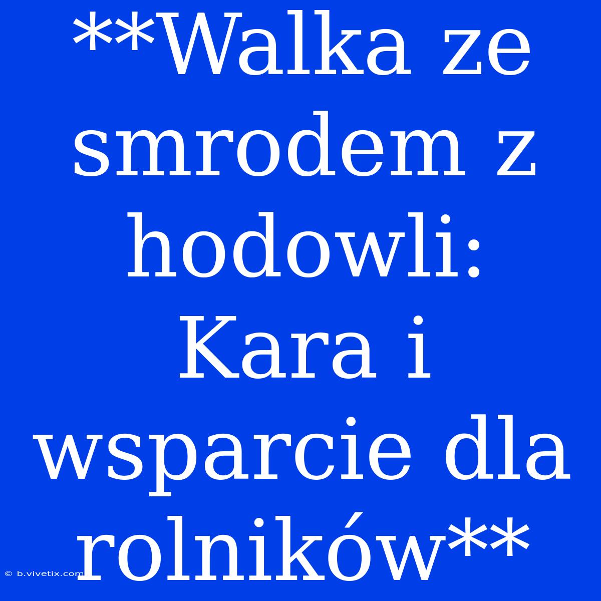 **Walka Ze Smrodem Z Hodowli: Kara I Wsparcie Dla Rolników**