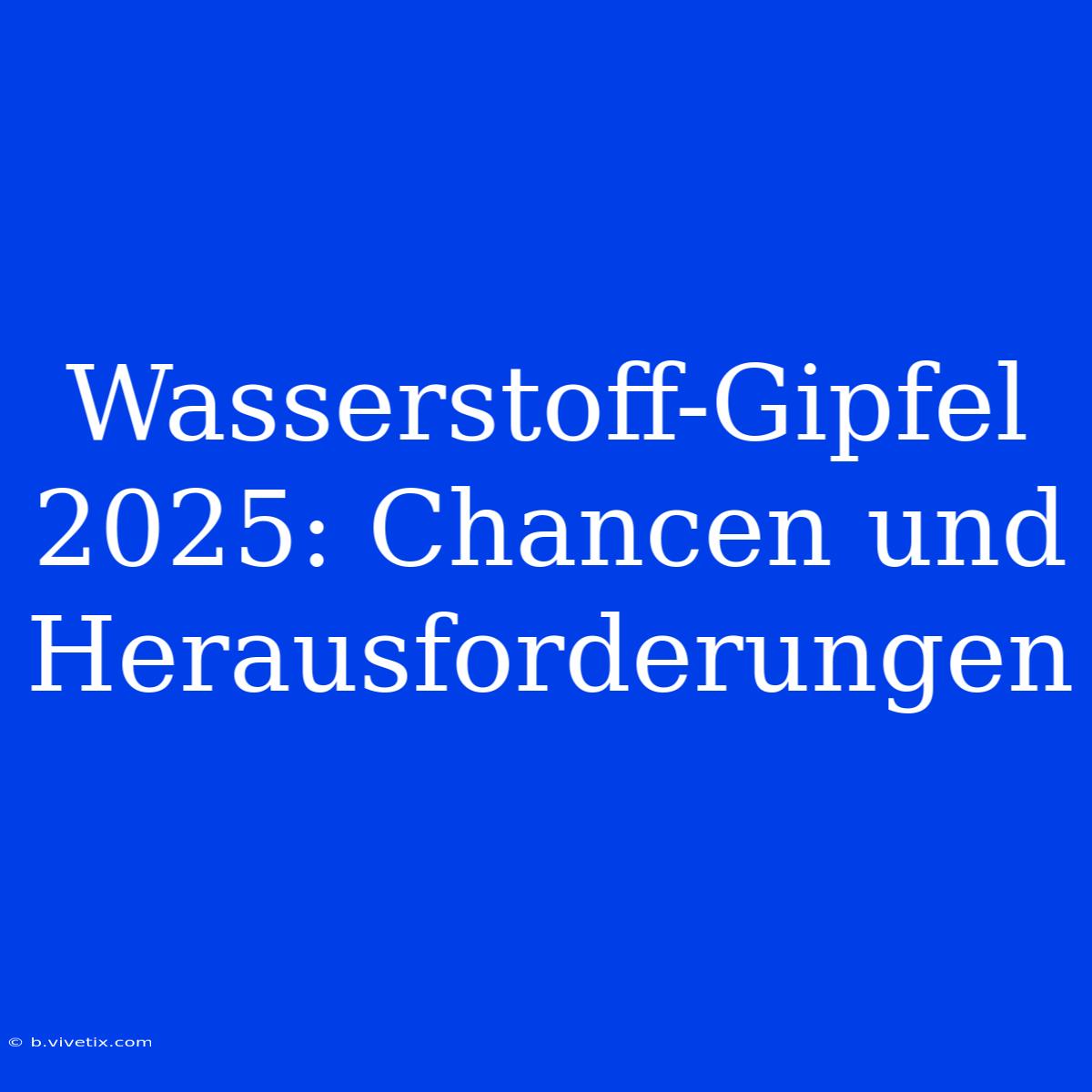 Wasserstoff-Gipfel 2025: Chancen Und Herausforderungen