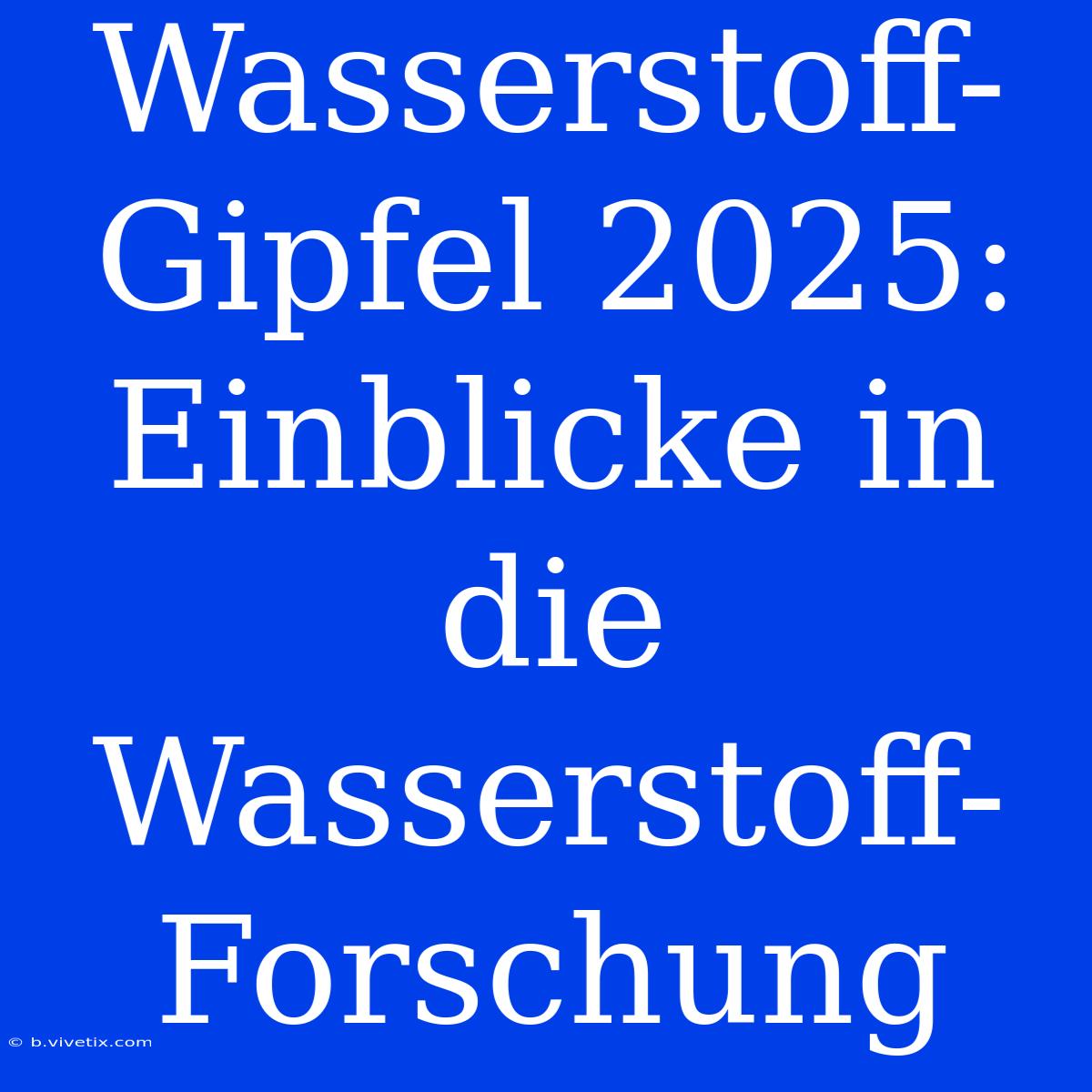 Wasserstoff-Gipfel 2025:  Einblicke In Die Wasserstoff-Forschung