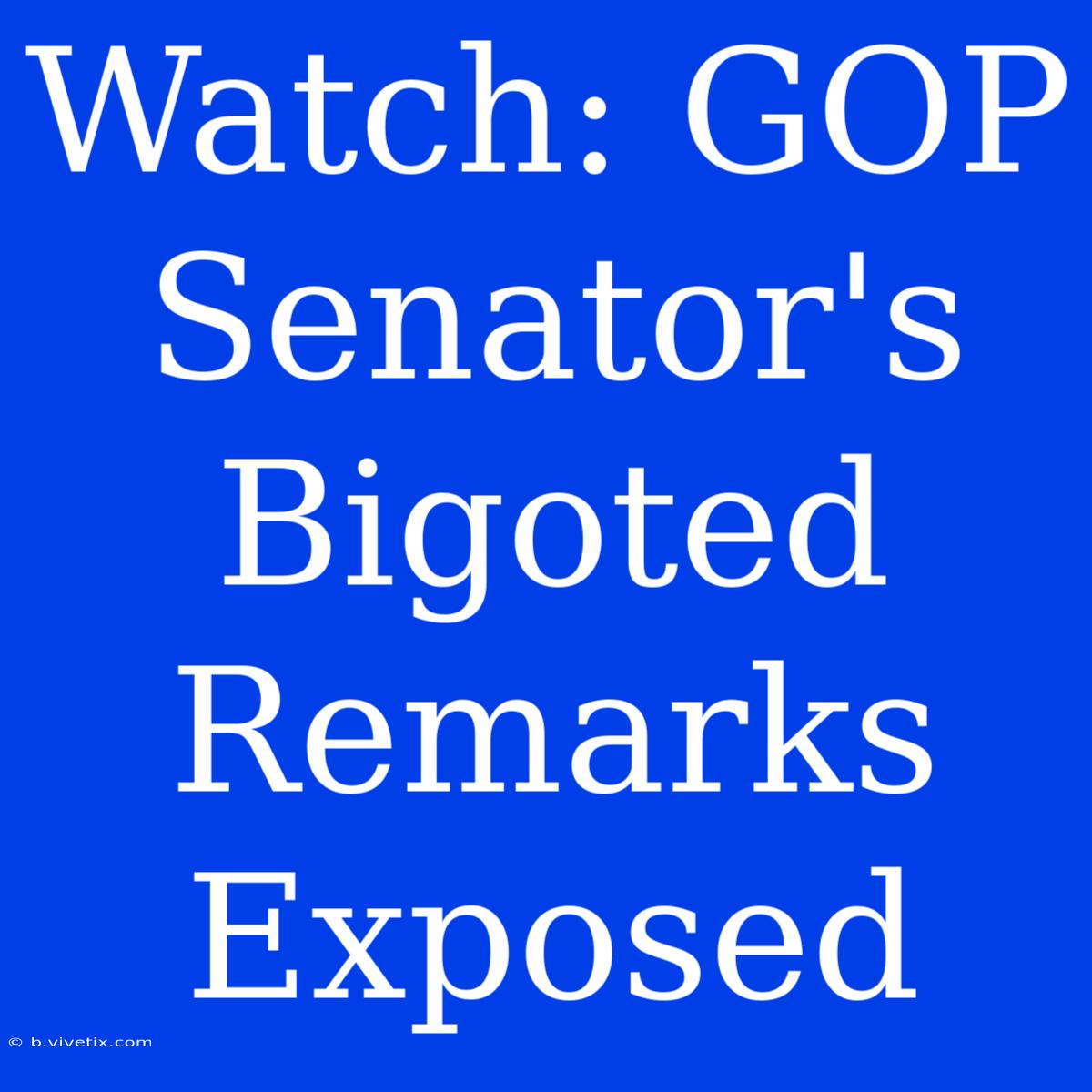 Watch: GOP Senator's Bigoted Remarks Exposed 