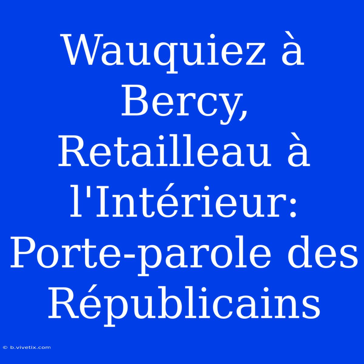 Wauquiez À Bercy, Retailleau À L'Intérieur: Porte-parole Des Républicains