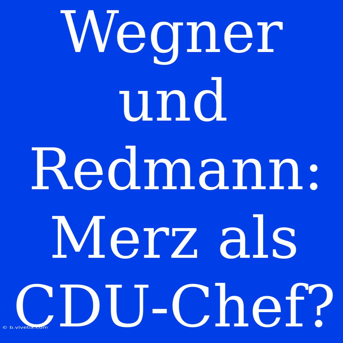 Wegner Und Redmann: Merz Als CDU-Chef?