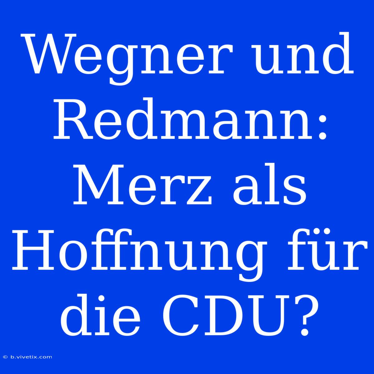 Wegner Und Redmann: Merz Als Hoffnung Für Die CDU?