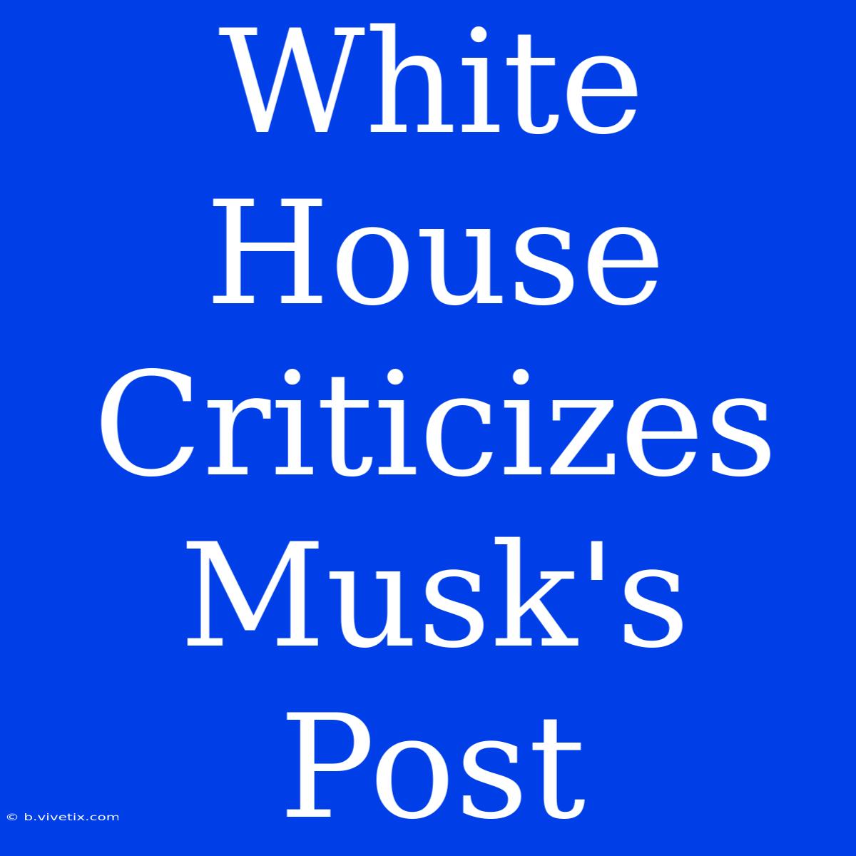 White House Criticizes Musk's Post 