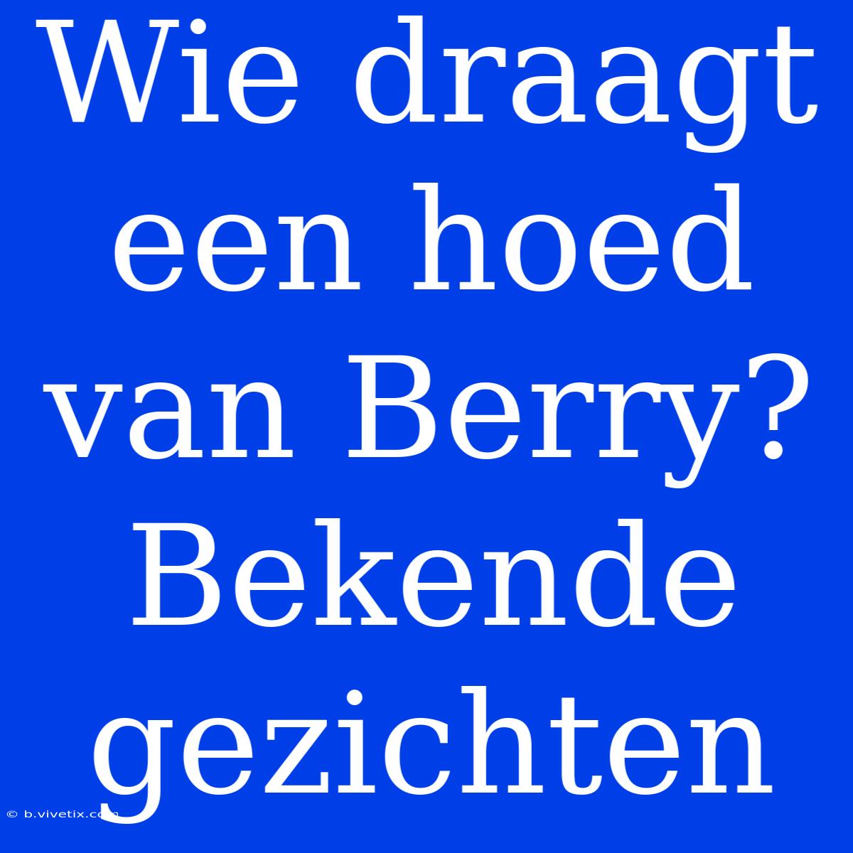 Wie Draagt Een Hoed Van Berry? Bekende Gezichten