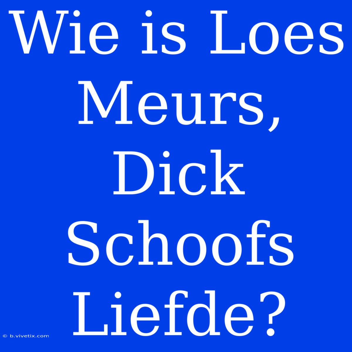 Wie Is Loes Meurs, Dick Schoofs Liefde?