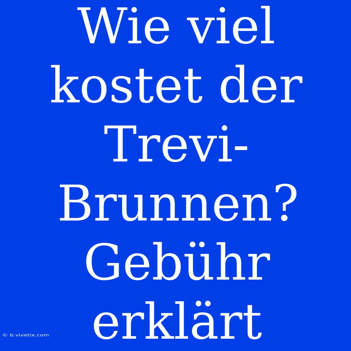 Wie Viel Kostet Der Trevi-Brunnen? Gebühr Erklärt