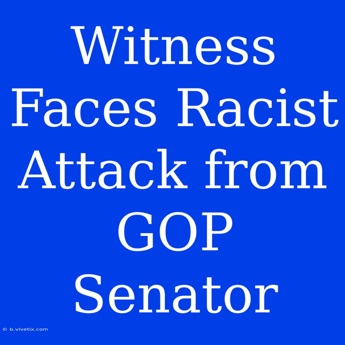 Witness Faces Racist Attack From GOP Senator