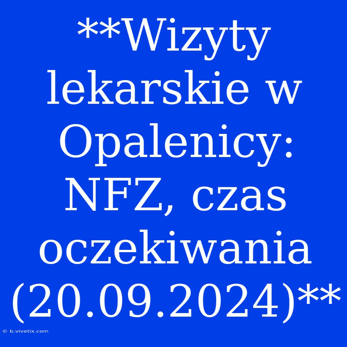 **Wizyty Lekarskie W Opalenicy: NFZ, Czas Oczekiwania (20.09.2024)**