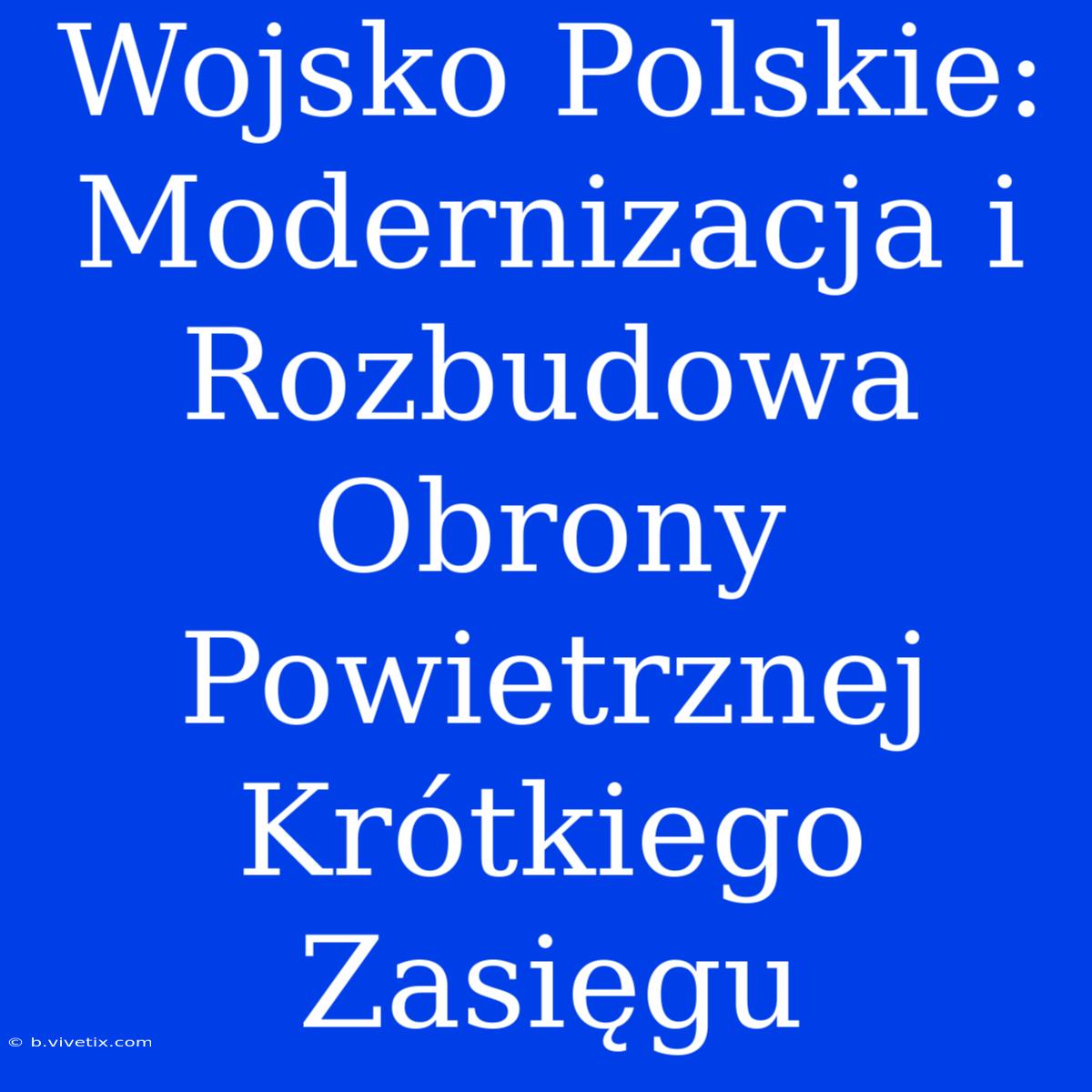 Wojsko Polskie: Modernizacja I Rozbudowa Obrony Powietrznej Krótkiego Zasięgu