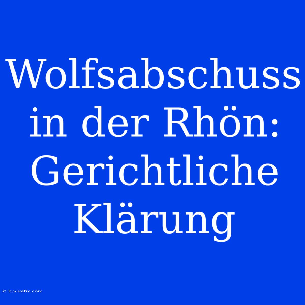 Wolfsabschuss In Der Rhön: Gerichtliche Klärung