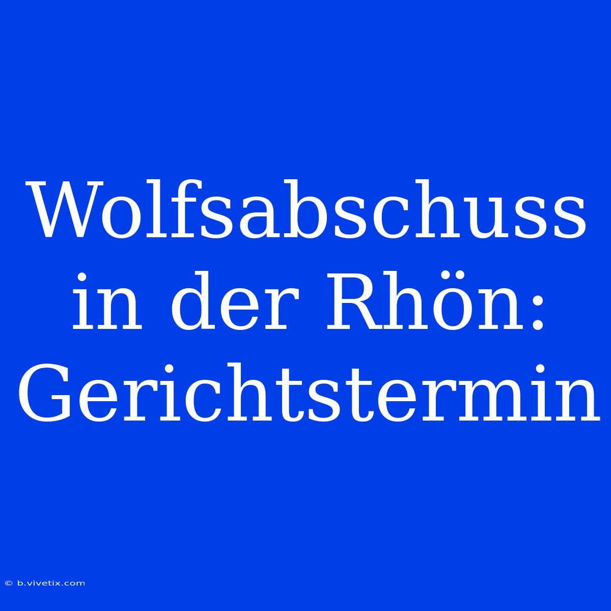 Wolfsabschuss In Der Rhön: Gerichtstermin