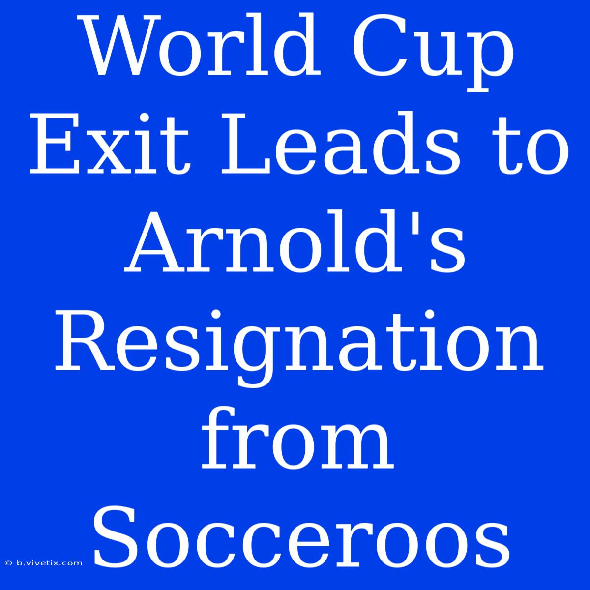 World Cup Exit Leads To Arnold's Resignation From Socceroos