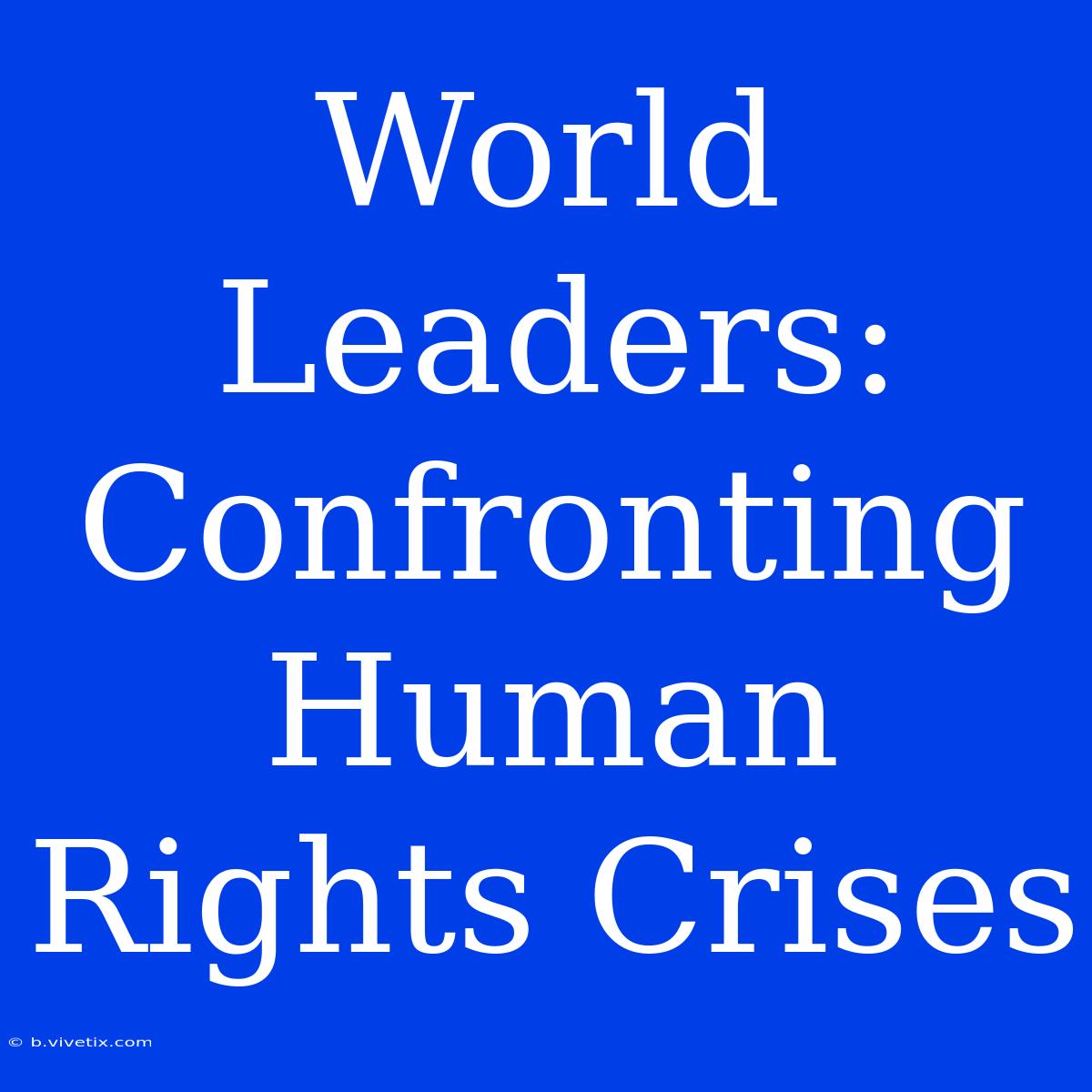 World Leaders:  Confronting Human Rights Crises