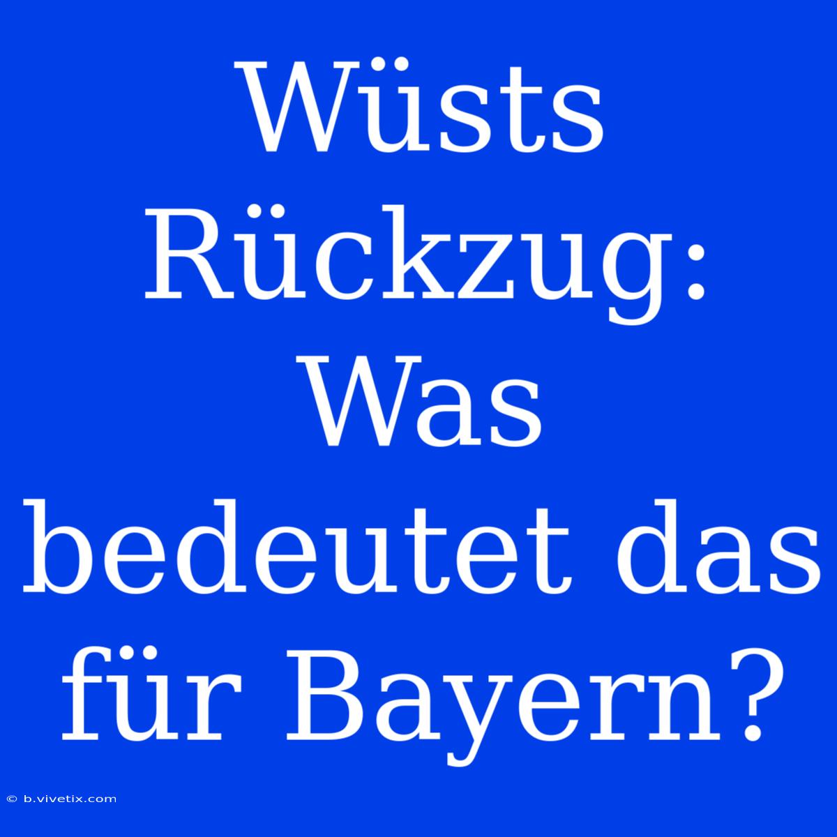 Wüsts Rückzug: Was Bedeutet Das Für Bayern?