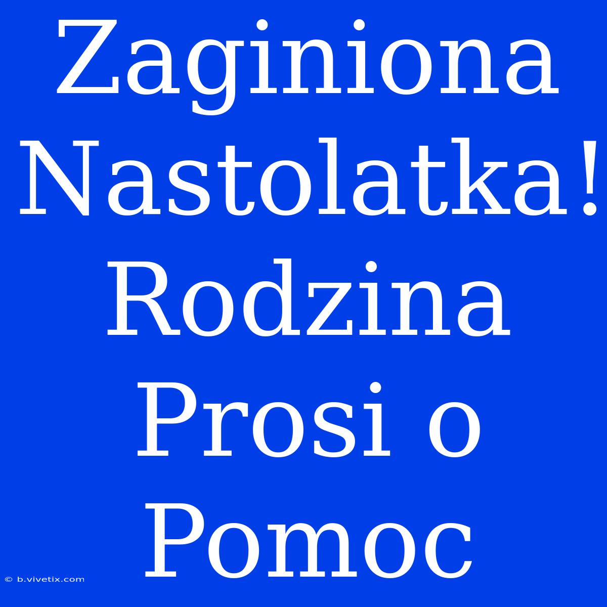 Zaginiona Nastolatka! Rodzina Prosi O Pomoc