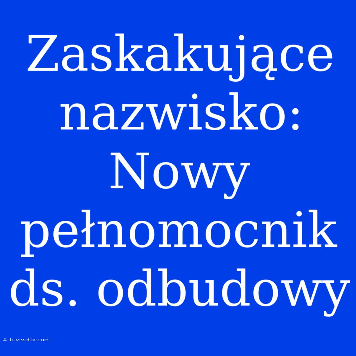 Zaskakujące Nazwisko: Nowy Pełnomocnik Ds. Odbudowy