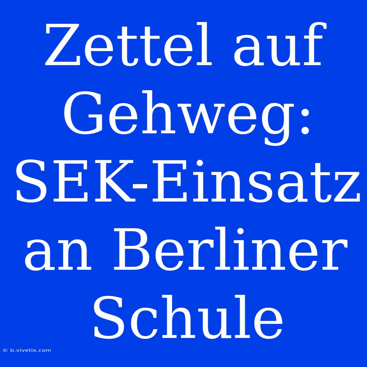 Zettel Auf Gehweg: SEK-Einsatz An Berliner Schule