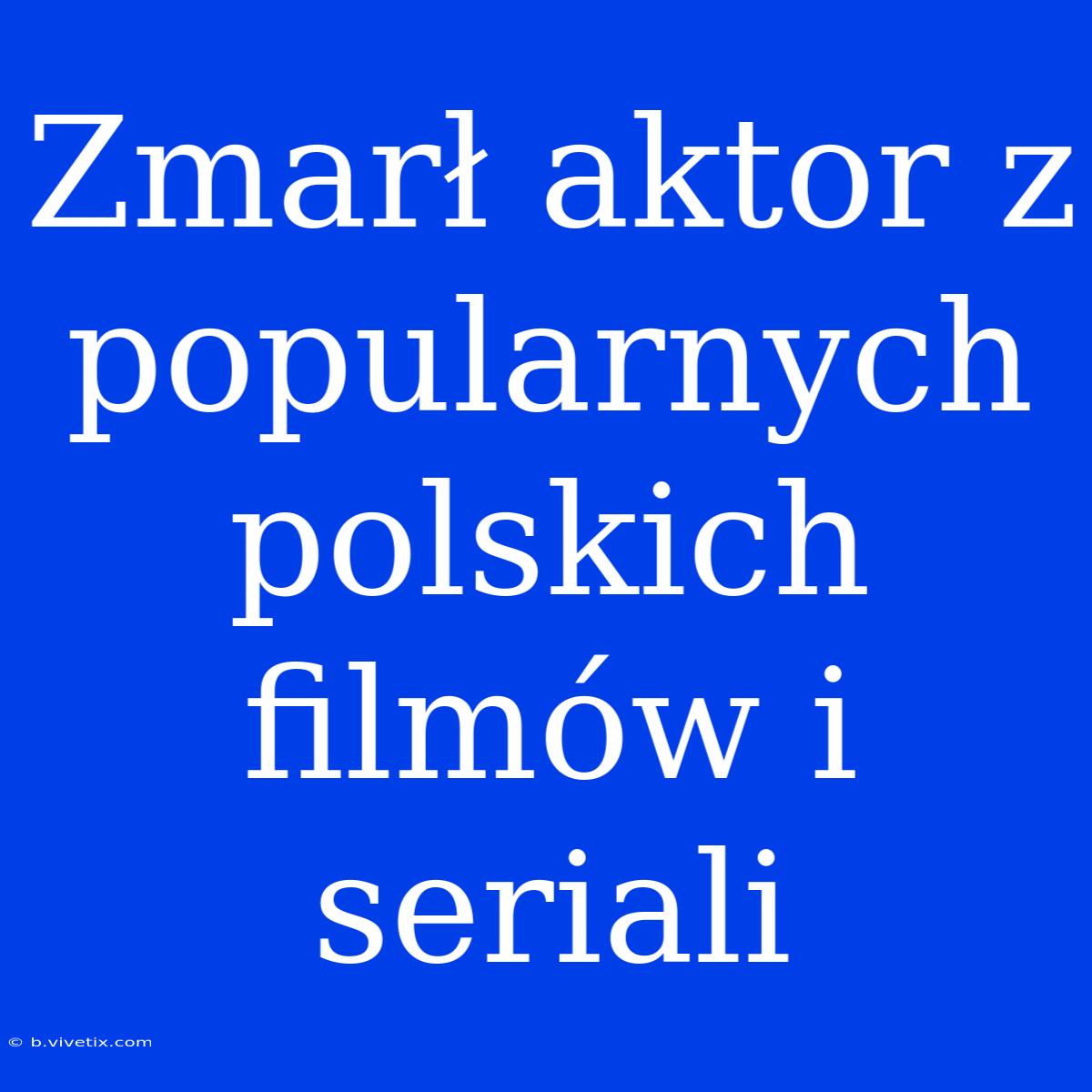 Zmarł Aktor Z Popularnych Polskich Filmów I Seriali