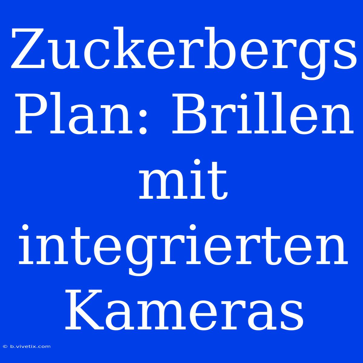 Zuckerbergs Plan: Brillen Mit Integrierten Kameras