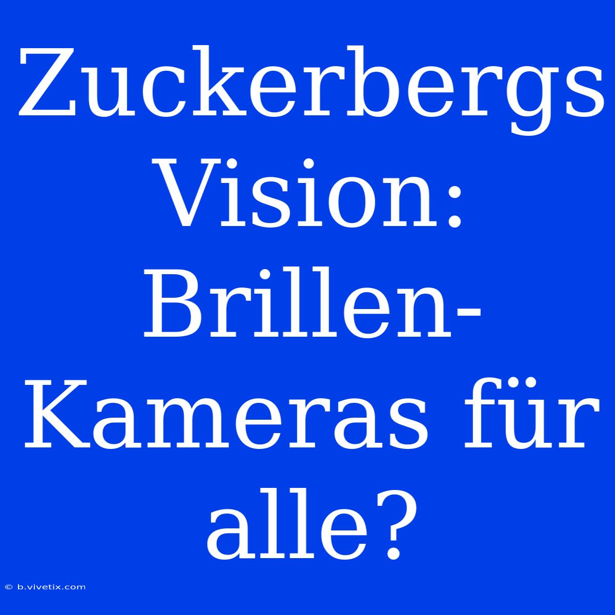 Zuckerbergs Vision: Brillen-Kameras Für Alle?